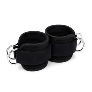 Padded Ankle Straps for Cable Machines & Glute Workouts - All Black (Pair)