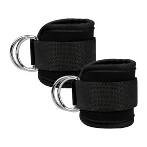 Padded Ankle & Wrist Straps for Cable Machines - Heavy Duty Black (Pair)