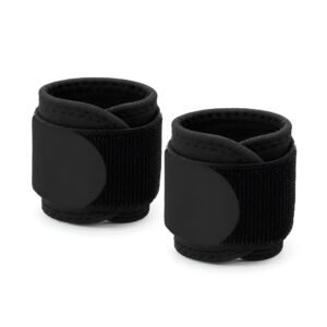 Padded Neoprene Wrist Support Wraps for Weightlifting & Fitness - Black (Pair)