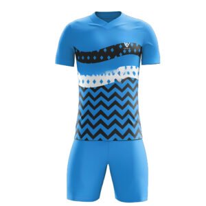 Blue Custom Geometric Wave Sports Kit & Soccer Jersey | Noor Al Sakb