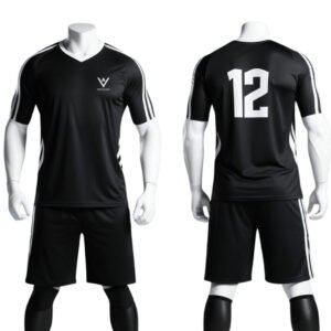 Men’s Black Sports Soccer Uniform Set - V-Neck Jersey & Shorts | Noor Al Saqb