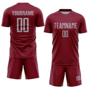 Custom Maroon Soccer Jersey Set – Personalized Team Name & Number Athletic Uniform Kit