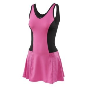 Women's Tennis Dress with Built-in Shorts | Pink & Black Sleeveless Athletic Dress for Tennis, Badminton & Golf