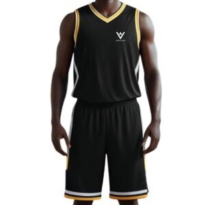 Custom Black & Gold Basketball Uniform Set | Jersey & Shorts Kit