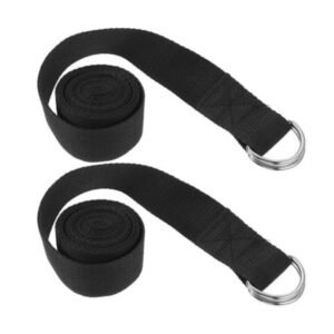 Adjustable Cotton Yoga Stretching Straps with Metal D-Ring Buckles (Pair)