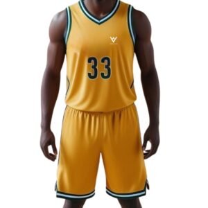Custom Gold & Green Basketball Uniform Set | Jersey & Shorts Kit