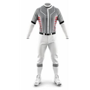 Premium Grey Baseball Uniform Kit with Red Side Stripes – Custom Team Gear