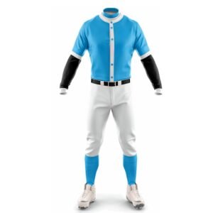 Custom Sky Blue Baseball Uniform Set – Short Sleeve Jersey, Undershirt & Pants