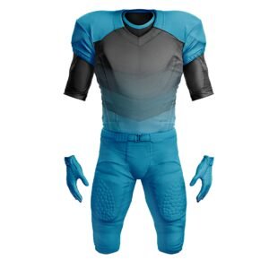 Custom Cyan Blue & Black Football Uniform Set | Jersey, Pants & Gloves