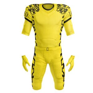 Custom Yellow Patterned Football Uniform Set | Jersey, Pants & Gloves