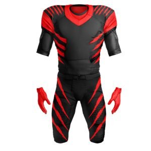 Custom Black & Red Claw Marks Football Uniform Set | Jersey, Pants & Gloves
