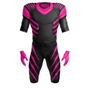 Custom Black & Hot Pink Claw Marks Football Uniform Set | Jersey, Pants & Gloves