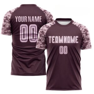 Custom Maroon Digital Camo Soccer Jersey - Personalized Sports Shirt with Name & Number