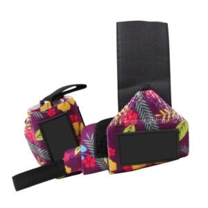 Floral Hawaiian Weightlifting Wrist Wraps – Purple Tropical Gym Support Straps