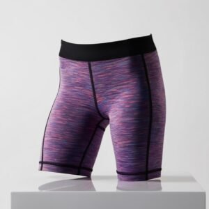 Women's Purple Space-Dye Biker Shorts | High-Waisted Athletic Gym Compression Shorts