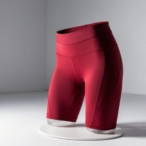 Women's High-Waisted Red Gym Shorts | Crimson Compression Biker Shorts