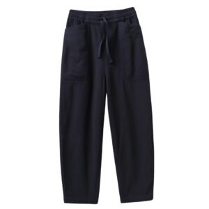 Men's Dark Navy Drawstring Trousers – Relaxed Fit Utility Tapered Pants