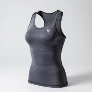 NOOR AL SAKB Women's Charcoal Grey Space-Dye Athletic Tank Top | Breathable Workout Racerback
