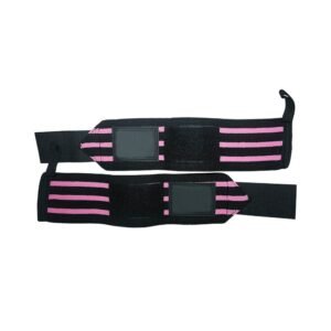 Black and Pink Weightlifting Wrist Wraps – Heavy-Duty Gym Wrist Support Straps