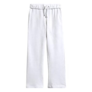 Men's White Straight-Leg Sweatpants – Wide Leg Drawstring Fleece Trousers