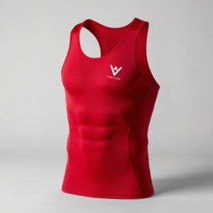 NOOR AL SAKB Men’s Crimson Red Athletic Compression Tank Top